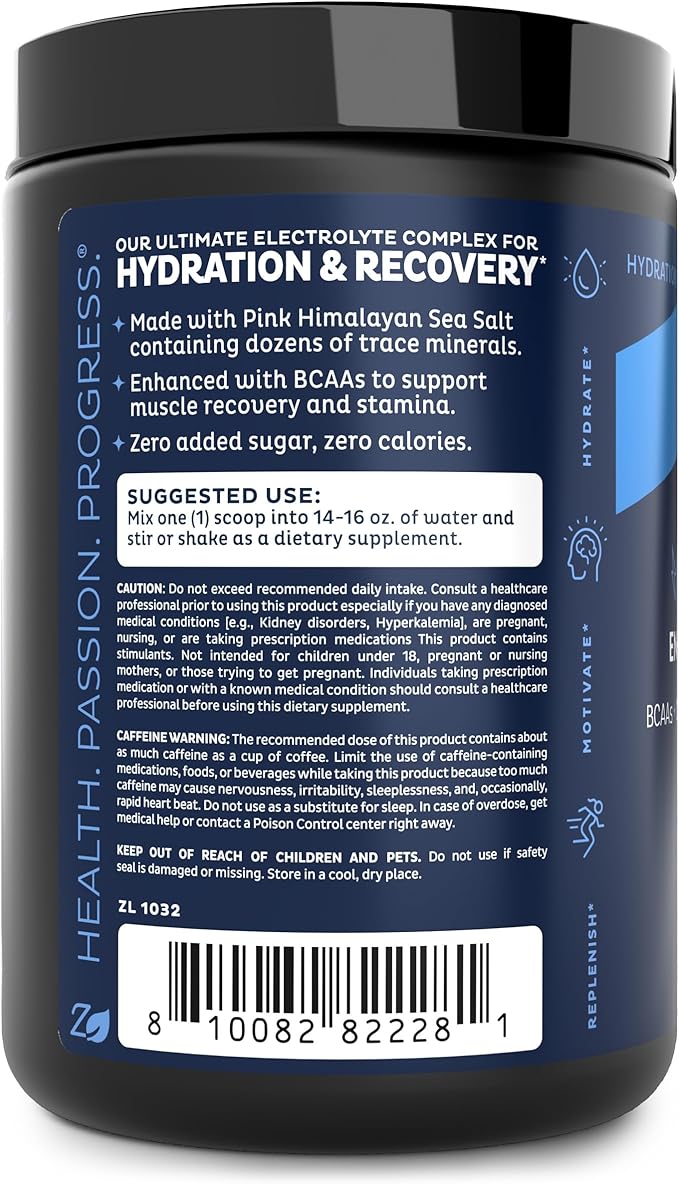 Zeal Electrolyte Powder - 90 Servings | Keto Electrolytes Powder | Zero Sugar, BCAAs, B-Vitamins | Potassium, Zinc, Magnesium | Hydration Powder Recovery Drink | Green Apple