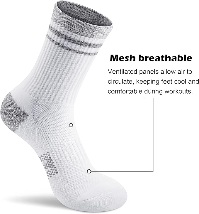 Gonii Women Athletic Crew Socks 5-6 Pairs - Comfort & Cushioned for Running, Hiking, Sports Arch Compression Socks