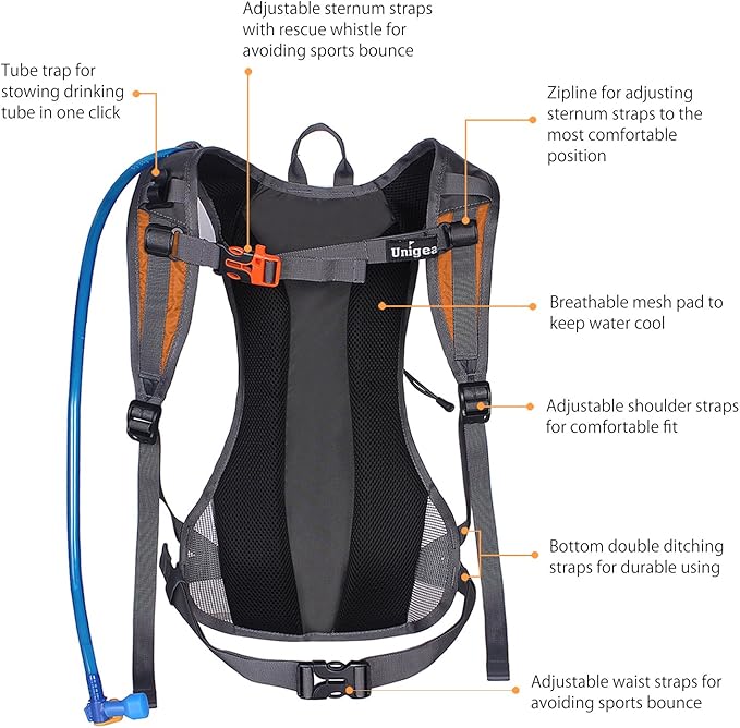 Unigear Hydration Pack Backpack with 70 oz 2L Water Bladder for Running, Hiking, Cycling, Climbing, Camping, Biking