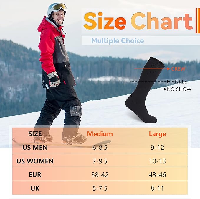 Sunew Warm Thermal Socks 4 Pack, Mens Womens Winter Heated Outdoor Skiing Thermal Socks