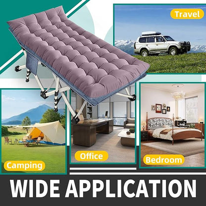 XXL Camping Cot with Mattress Oversize 32" Width Folding Cot Heavy Duty Comfortable Cots for Sleeping Guest Bed with Carry Bag Portable Easy to Set-up for Home Travel Outdoor 79" x 32" x 18"