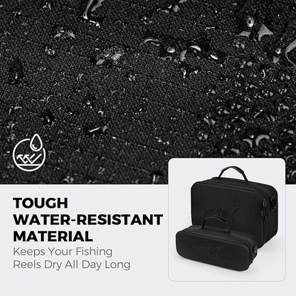 KastKing Fishing Reel Case Medium & Large, Customize Storage, Shockproof Internal Divider Design, Rigid Structural Loadmaster System, Tough and Water-resistant, Keep Reels Protective, Two Size Options