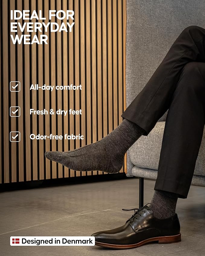 DANISH ENDURANCE Hiking Socks, Lightweight, Merino Wool Socks for Men & Women, Moisture Wicking & Thermal, 1 or 5 Pack