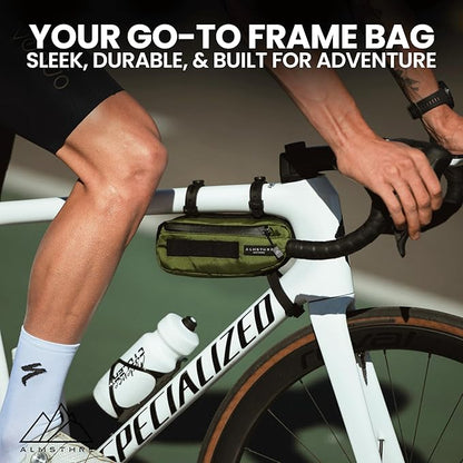 ALMSTHRE Compact Bike Frame Bag – Hunter Green | Weather-Resistant, Waterproof Zippers & Dual-Sided Access for Road, MTB, and Ebike Frames