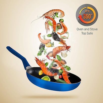 NutriChef Kitchenware Pots & Pans - Stylish Kitchen Cookware Set, Non-Stick 13-Piece Set, Blue, NCCWA13BU.5