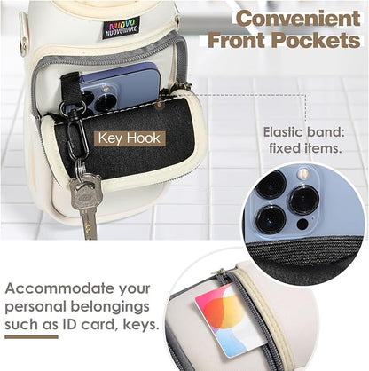 Nuovoware Water Bottle Carrier Bag,25oz/40oz/64oz Bottle Pouch Holder,Adjustable Shoulder Hand Strap 2 Pocket Sling Neoprene Sleeve Sports Accessories for Hiking Travelling Camping