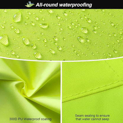 High Visibility Rain Jacket and Pants, High Vis Rain Suit for Men, Waterproof Rain Coat with Hood, Class 3 Lightweight Hi Vis Rain Gear for Outdoor& Safety Work, Men Women, Yellow B, 2XL-3XL