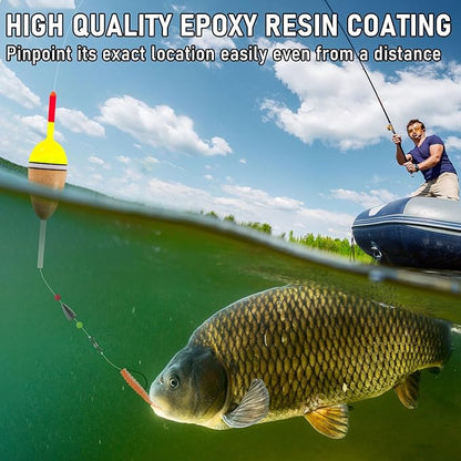 Alwonder 4-Pack Bobbers for Fishing, Buoyant Balsa Wood Body Slip Bobbers Floats, Oval High Sensitive Slip Bobber for Fishing Crappie Bluegill Trout Bass Panfish Catfish Walleye