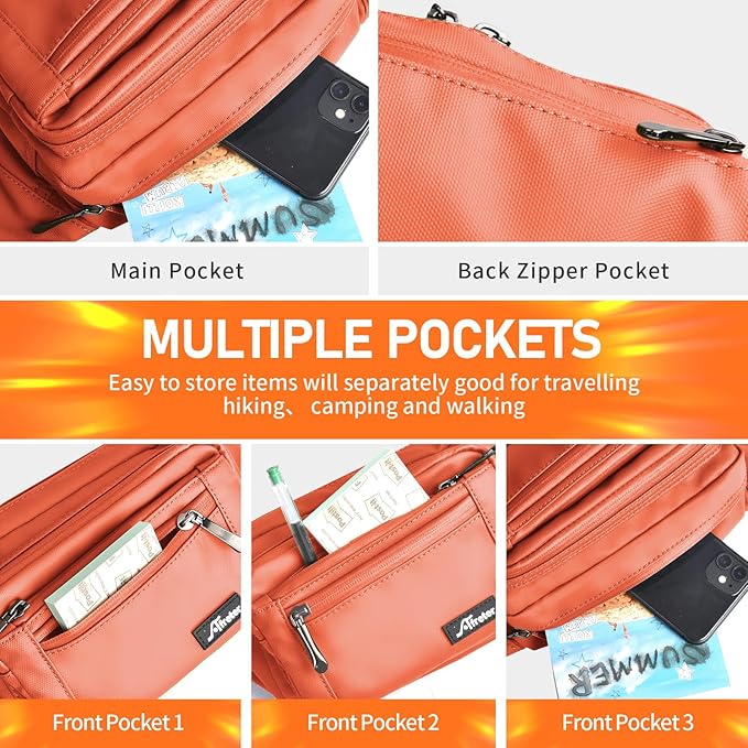 Waist Pack Bag Fanny Pack for Men&Women Hip Bum Bag with Adjustable Strap for Outdoors Workout Traveling Casual Running Hiking Cycling (Orange)