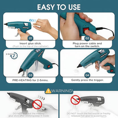 100W Full Size Hot Glue Gun, High Temp Glue Gun with 30 Glue Sticks(11 * 150MM), 90S Fast Heating Heavy Duty Industrial Hot Melt Gun for Crafting,Home Repairs,School DIY Projects