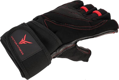 Series-2 Fingerless Leather Men's Weightlifting Gloves with Full Palm Protection and Velcro Wrist Strap Support