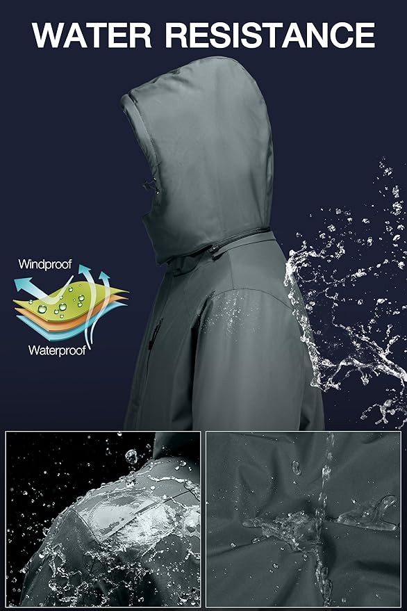 CAMELSPORTS Mens Winter Jacket Waterproof Warm Snow Ski Jackets Faux Fur Fleece Rain Coats with Removable Hood