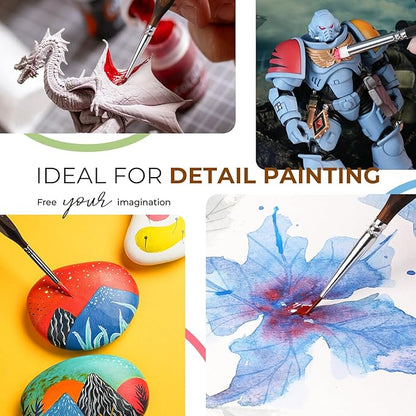 Nicpro 16 PCS Kolinsky Sable Miniature Paint Brushes Dry Brush, Professional Model Paint Brush Set with Cloth Roll, Fine Detail Artist Brush Set for Miniatures, Acrylic & Figures, Model, Watercolor