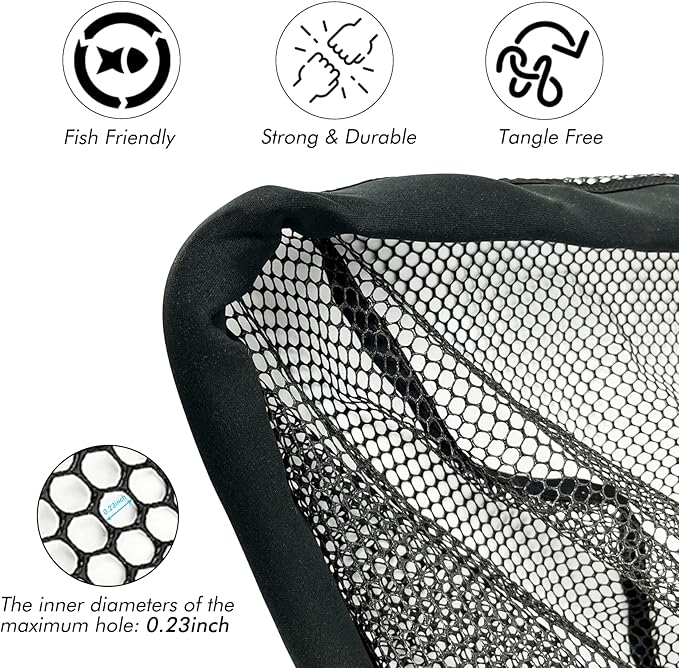 Black Paw Floating Fishing Net - Telescopic Foldable Fish Landing Net with Adjustable Mesh Head, Built in Length Scale
