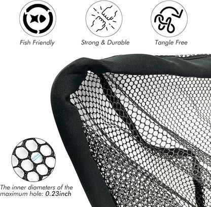 Black Paw Floating Fishing Net - Telescopic Foldable Fish Landing Net with Adjustable Mesh Head, Built in Length Scale