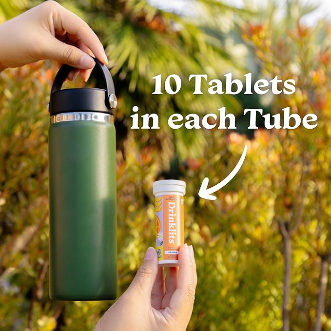 Drinklits Ginger-Lime & Orange Electrolyte Tablets (4) Tube Bundle | Daily Hydration Combo Pack | Delicious Natural Flavors - 0g Sugar | 40 Servings - 10 Tablets Per Tube