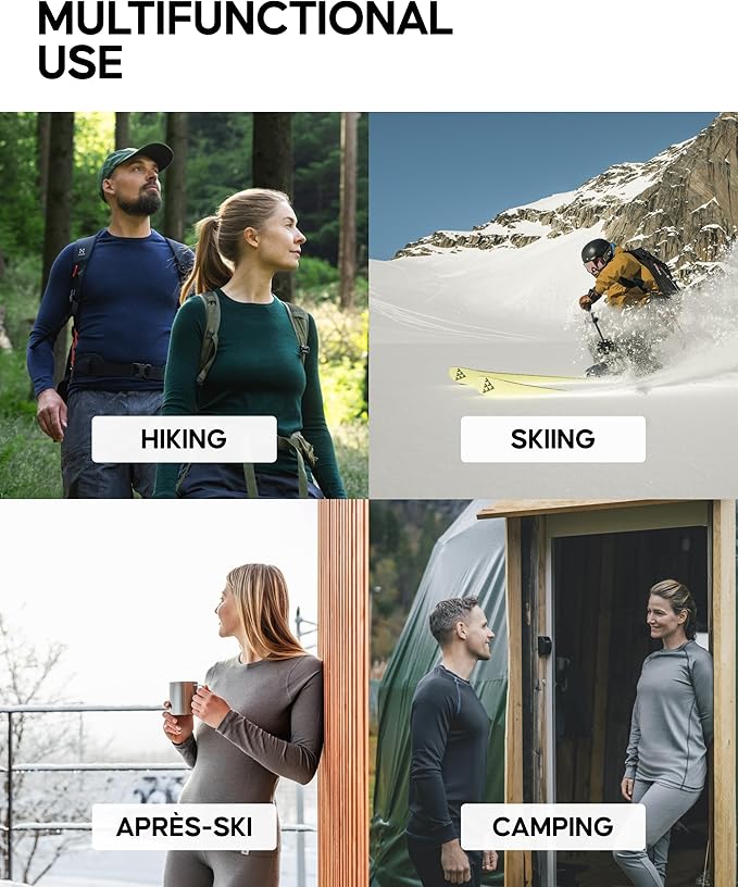 DANISH ENDURANCE Merino Wool Long Sleeve for Women, Thermal Vests for Women, Base Layer Underwear Tops, Winter Thermals