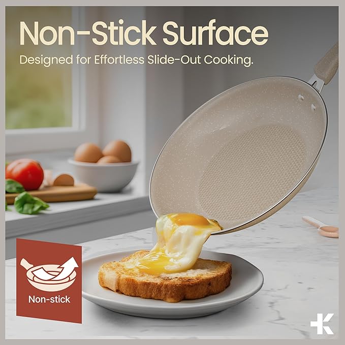 Pots and Pans Set, 22-Piece Non Stick Cookware & Bakeware Sets with Plaid Pattern, Stackable Design, Dishwasher Safe, Stain-resistant, Oven & All-Stove Safe, Tempered Glass Lid, White Marble