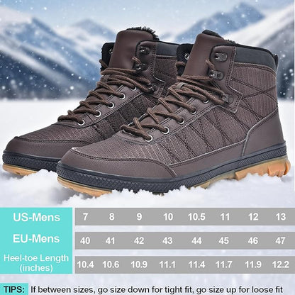 Wondamo Men's Snow Boots Lightweight Waterproof Winter Boots Fur Lined Anti-slip Cold Weather Shoes