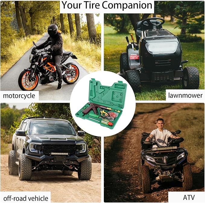 Tire Repair Kit With Plugs Mushroom Tire Plug Kit Tire Patch Kit Heavy Duty Professional Tubeless Tire Gun Puncture Kit for Tyre Punctures and Flats on Cars Motorcycles Trucks and Tractors (Brown)