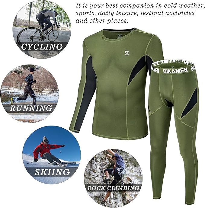 Men's Thermal Underwear Fleece Lined Performance Fleece Tactical Sports Shapewear Thermal Set