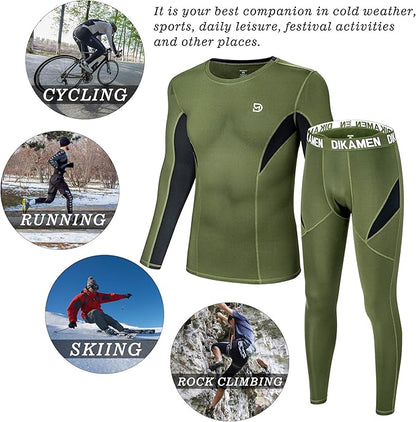 Men's Thermal Underwear Fleece Lined Performance Fleece Tactical Sports Shapewear Thermal Set
