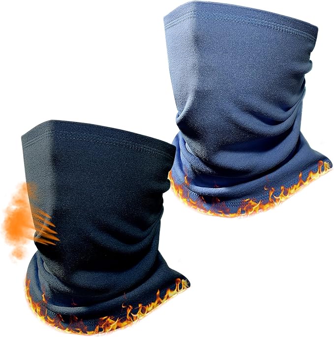 Winter Neck Warmer Gaiter: 2 Pack Thermal Face Cover for Men Women Windproof Fleece Ski Mask for Running Skiing