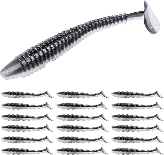 RUNCL Swimbaits Paddle 10/20/30/40PCS, 5/4/3/2 Inchs Paddle Tail, Soft Lure for Trout Crappie Bass, Durable Plastic Bait Swimmer for Saltwater/Freshwater, Fishing Lover's Gift