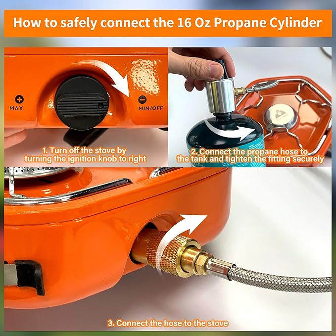 1-Burner Propane Stove Portable Camping Stove with Carry Strap, Backpacking Camp Stove for Outdoor Cooking, Flick-Style Ignition, Temperature Control, 8600 BTUs of Power for Camping BBQ& More