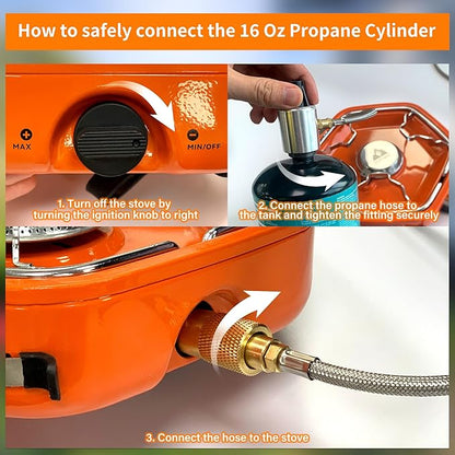 1-Burner Propane Stove Portable Camping Stove with Carry Strap, Backpacking Camp Stove for Outdoor Cooking, Flick-Style Ignition, Temperature Control, 8600 BTUs of Power for Camping BBQ& More