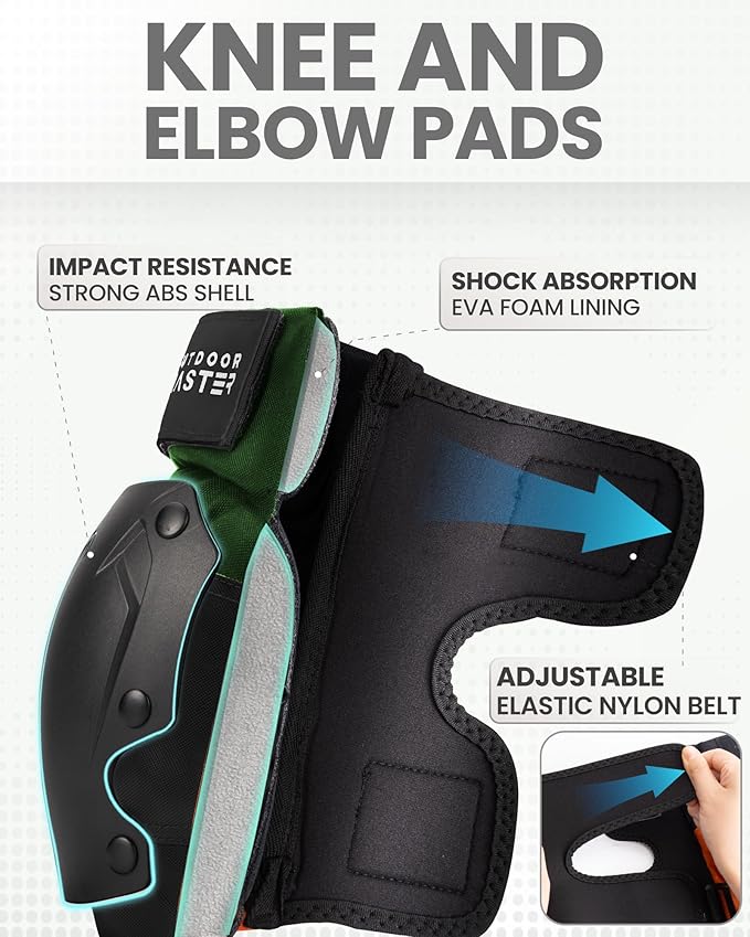 OutdoorMaster Knee Pads for Skating Knee and Elbow Pads for Adult &Youth - Skateboard Protective Gear with Wrist Guards 3 in 1 Saver Series for Skate