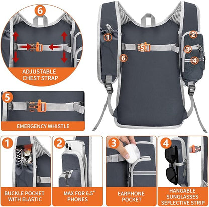 Seektop Small Hiking Backpack 12L to 15L Expandable Travel Packable Waterproof Daypack Lightweight Hiking Bag for Women Men