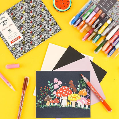 Grabie Acrylic Paint Pens Markers, 28 Colors, 0.7 mm, Extra Fine Tip Drawing Markers, Premium Paint Pens for Painting on Various Surface, Art Supplies, Set of 28