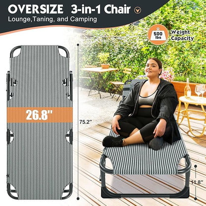 MOPHOTO 5-Position Folding Lounge Chair, Portable Outdoor Chaise Lounge for Sun Tanning, Perfect for Pool, Beach, Patio