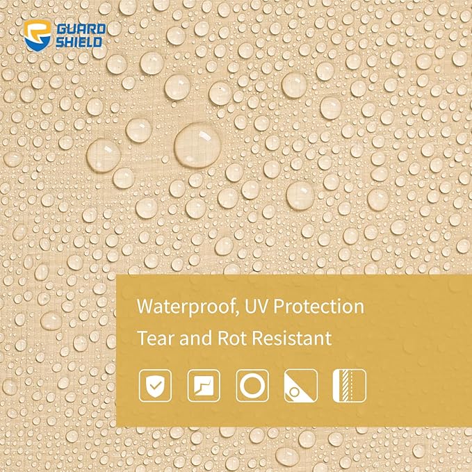 GUARD SHIELD Beige Tarp Heavy Duty Waterproof 30x40 Feet Outdoor Poly Tarps Cover Thick UV Resistant Canopy Tarpaulin with Grommets 10mil