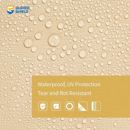 GUARD SHIELD Beige Tarp Heavy Duty Waterproof 16x20 Feet Outdoor Poly Tarps Cover Thick UV Resistant Canopy Tarpaulin with Grommets 10mil