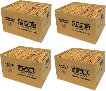 Better Wood Products 4 Pack Fatwood Fire Starter Sticks, Fireplace & Camping, 25 Lbs
