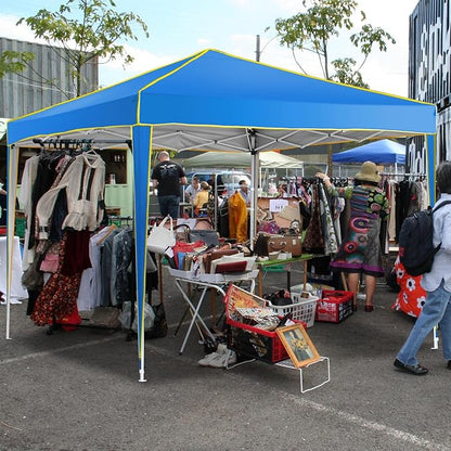 COBIZI 10x10 Pop up Canopy, Canopy Tent 10x10 Gazebos, Ez up for Parties Beach Camping Party Event Shelter Sun Shade with 4 Sidewalls & Carry Bag 4 Stakes & Ropes & Sandbags, Blue
