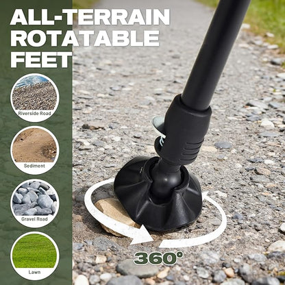 X Strike Oversized Folding Fishing Chair with Rod Holder Heavy Duty 350LBS, Feet Adjustable Padded Camping Chair with Cup Holder Side Pocket Hard Armrest