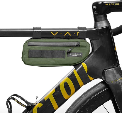 ALMSTHRE Compact Bike Frame Bag – Hunter Green | Weather-Resistant, Waterproof Zippers & Dual-Sided Access for Road, MTB, and Ebike Frames