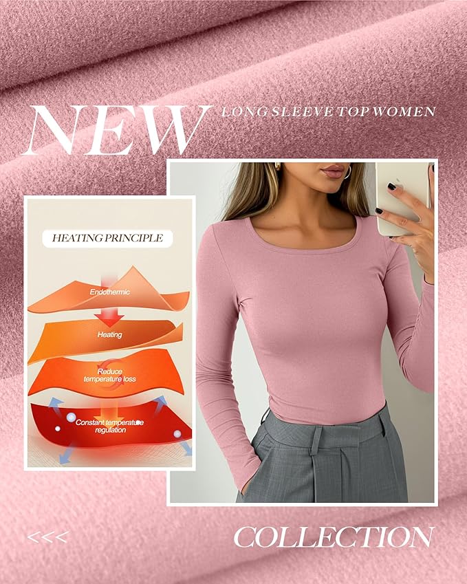 Neer 3 Pack Women's Thermal Shirts Long Sleeve Crew Neck Fleece Lined Undershirts Slim Fit Basic Tops Winter Base Layer