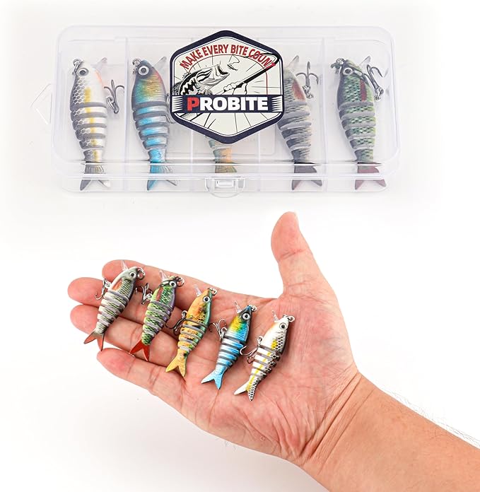5PCS Lifelike Fishing Lures – Multi-Jointed Swimbait for Bass, Trout, Crappie, Walleye, Pike, Realistic Action with 3D Fish Eyes and Sharp Hooks, Perfect for Fishing Kits in Saltwater & Freshwater