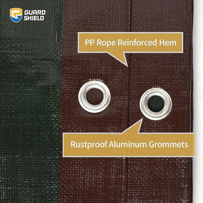 GUARD SHIELD Brown Tarp 10x12 Feet Large Plastic Tarps Heavy Duty Waterproof Outdoor Tarpaulin Cover 12mil