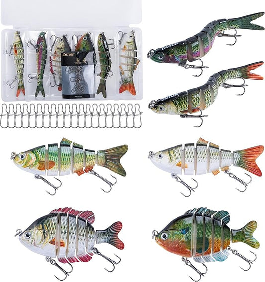 Goture Bass Fishing Lures, Lifelike Jointed Swimbait for Bass Trout Walleye Crappie Pike, Slow Sinking Segment Swimming Bait Fishing Lures for Freshwater and Saltwater, Gifts for Men