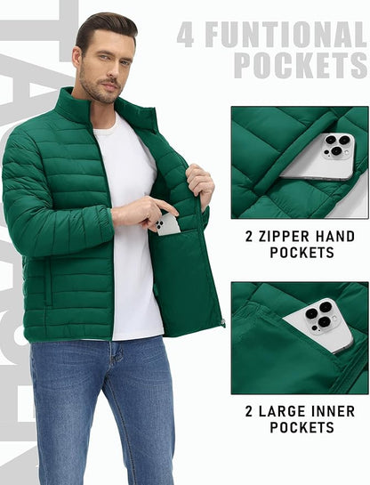 TACVASEN Men's Lightweight Puffer Jacket Winter Quilted Puffy Jackets Warm Water-Resistant Windproof Insulated Coats