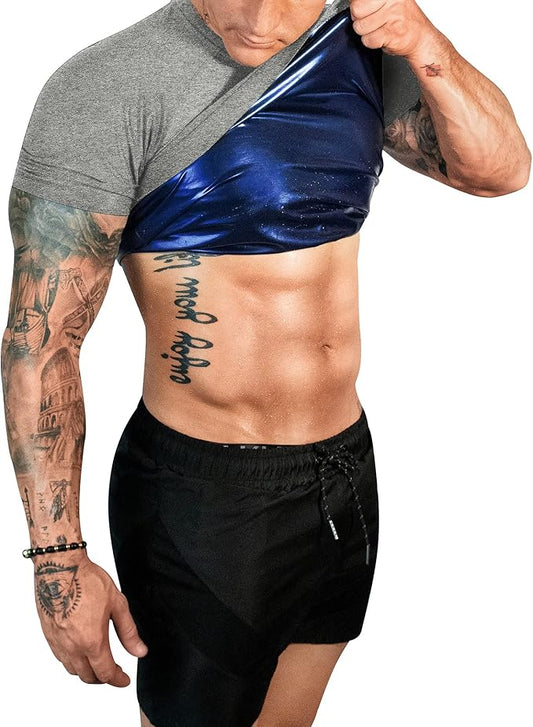 FUXERT Sauna Shirt for Men Sweat Sauna Suit for Gym Exercise Compression Shirt Workout Shapewear
