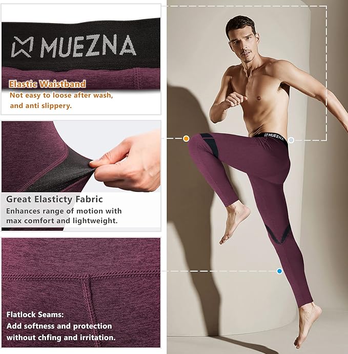 Muezna Men's Thermal Top and Bottom Set Underwear Long Johns Base Layer with Soft Fleece Lined