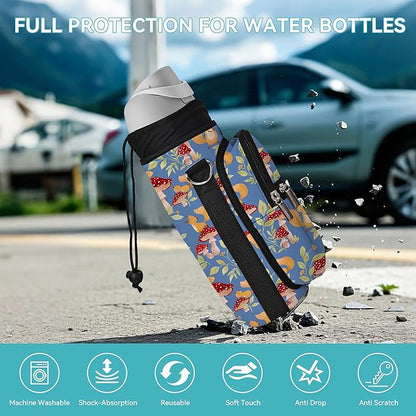 25/32/40/64oz Water Bottle Bag Holder Carrier-Insulated Crossbody Sling Case Sleeve with Strap & Pockets for Men Women Gym Cycling Travel Walking Hiking Camping