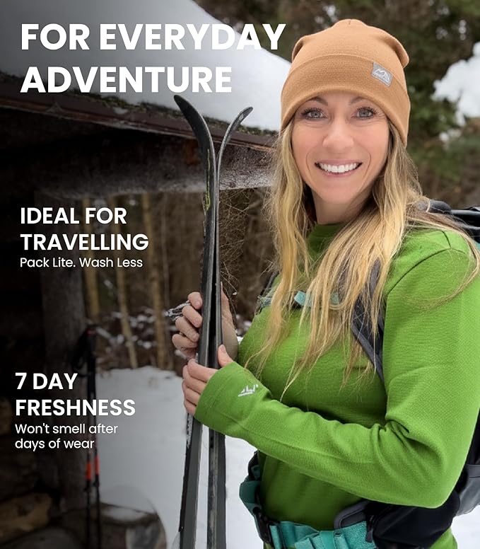 Merino Wool Base Layer Women - 100% Merino Wool Shirt Women Thermal Underwear Long Sleeve T-Shirt for Hiking