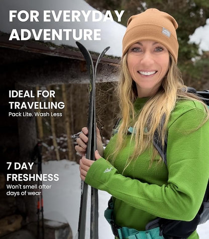 Merino Wool Base Layer Women - 100% Merino Wool Shirt Women Thermal Underwear Long Sleeve T-Shirt for Hiking